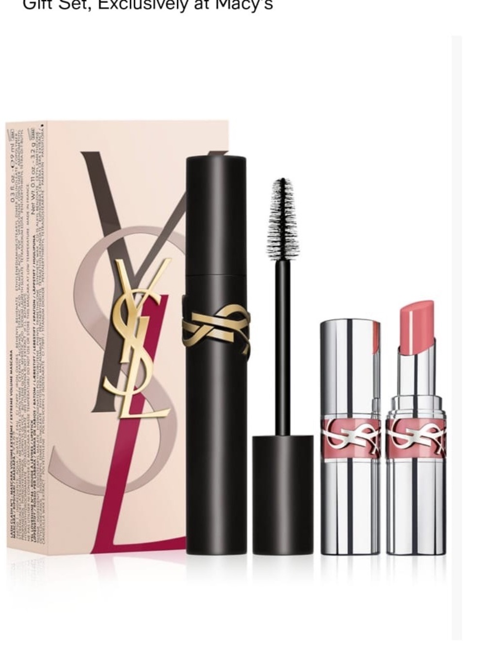 Yves Saint Laurent Black Mascara & Pink Lipstick Duo FULL SIZE